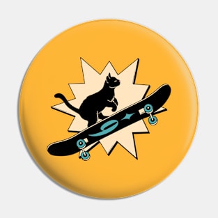 Cool Skater Black Cat in yellow Pin