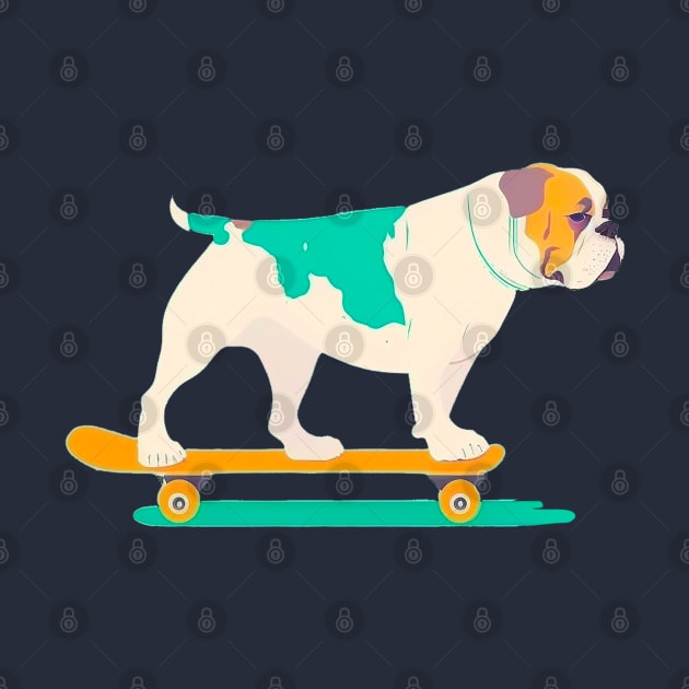 Skateboarding bulldog by Mr Youpla