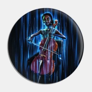 Cute black Cello player Pin