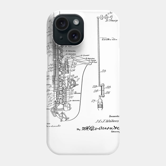 Saxophone Vintage Patent Hand Drawing Phone Case by TheYoungDesigns