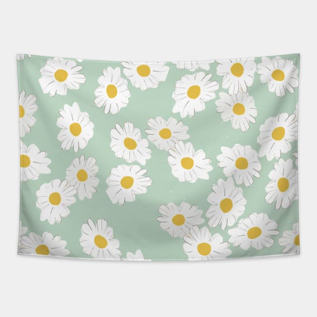 Scandinavian Summer Pastel Daisy Flower Tapestry by jodotodesign