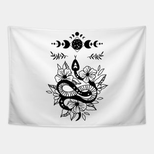 Aesthetic Halloween Snake Lover Moon Creepy Witchy Tapestry