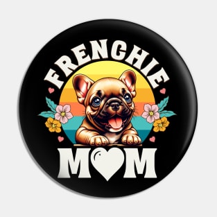 Colorful Frenchie Mom Retro Sunset Dog Lover Mother's Day Pin