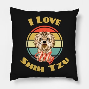 I Love My Shih Tzu Dog Puppy Lover Cute Pillow