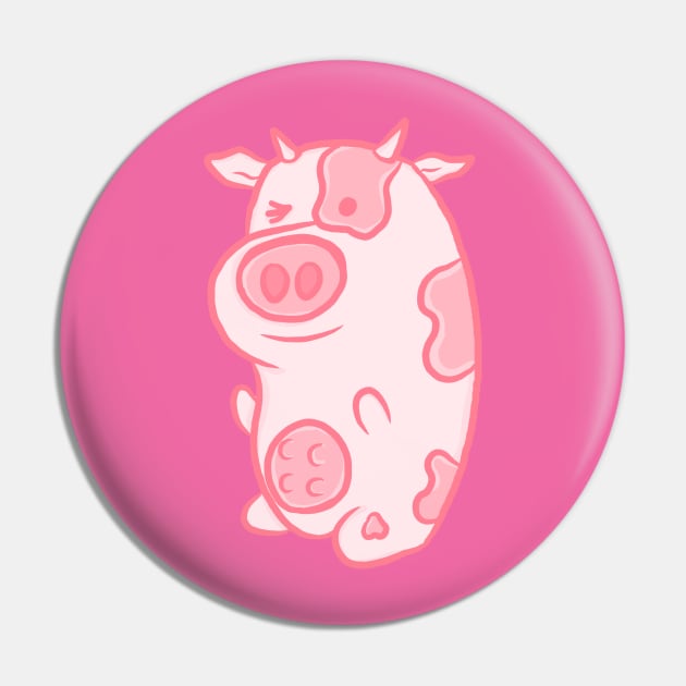 Strawberry Milkshake Pink Cow Pin by RoserinArt