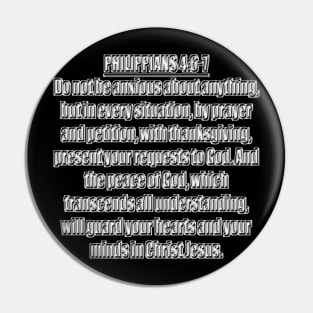 Philippians 4:6-7 New International Version Bible Verse Typography Pin