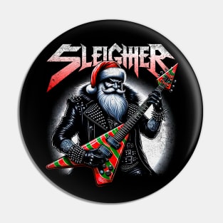 Sleigher Santa Claus Rock Christmas Pin