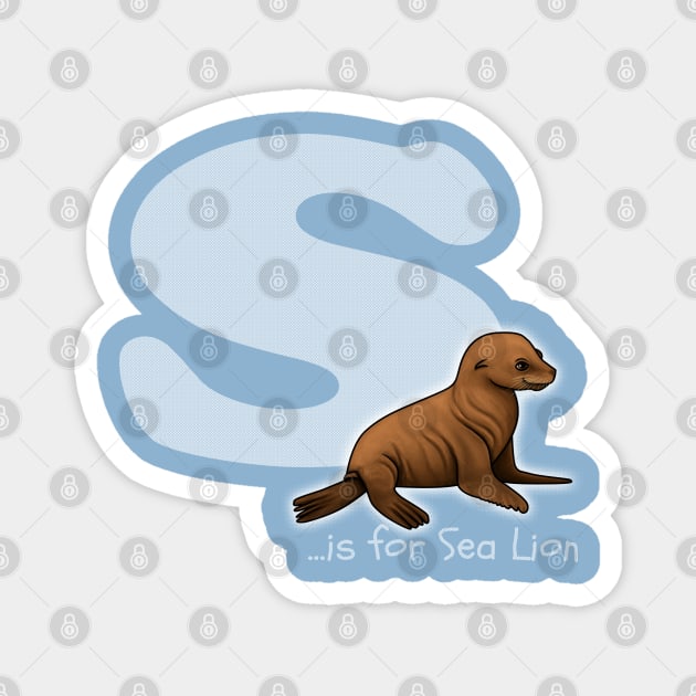 S is for Sea Lion Magnet by Art by Aelia