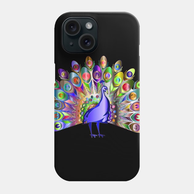 Pretty and Cute Rainbow Colored Peacock Bird Phone Case by Normo Apparel