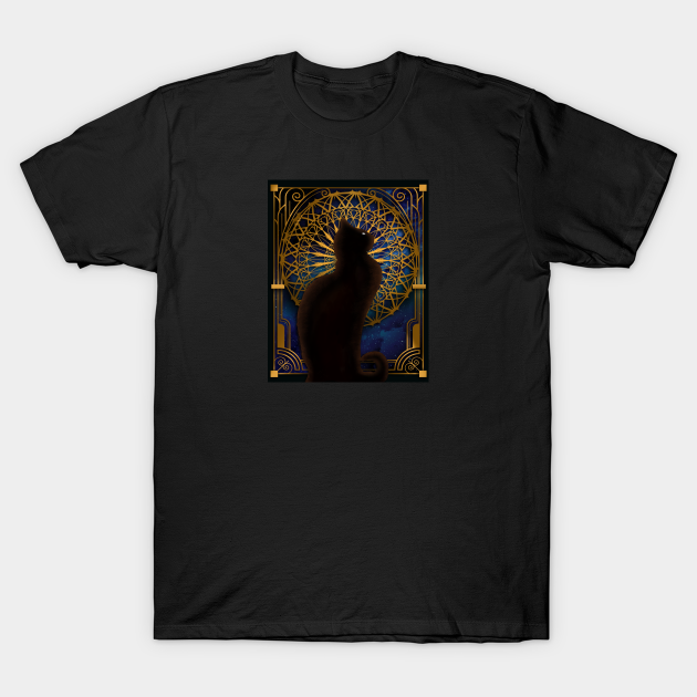 Celestial Sable - Black Cat And Night Magic Mandala - Cat - T-Shirt