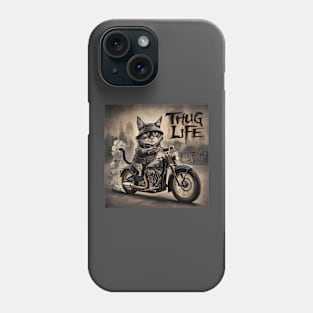 Thug Life Cat Riding Motorcycle Phone Case