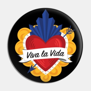 Mexican Sacred Heart / "Viva la Vida" Frida Kahlo's Quote in Spanish by Akbaly Pin