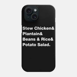 Belizean Sunday Dinner Food List - White Text Phone Case