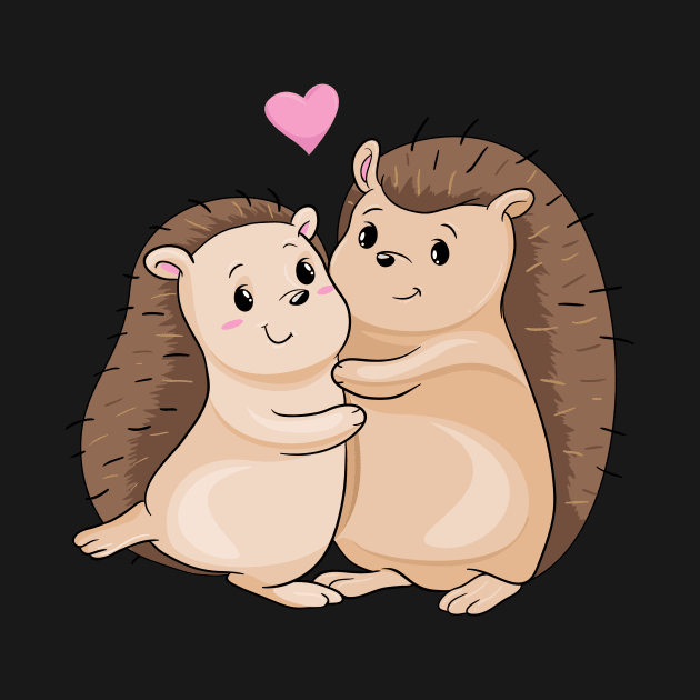 Funny Hedgehog Hug Shirt Sweet Couple I Love you Girl by ELFEINHALB