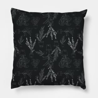 Plants pattern with leafs in pastel color line art. Pillow