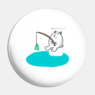 cute snow bear fishing Pin