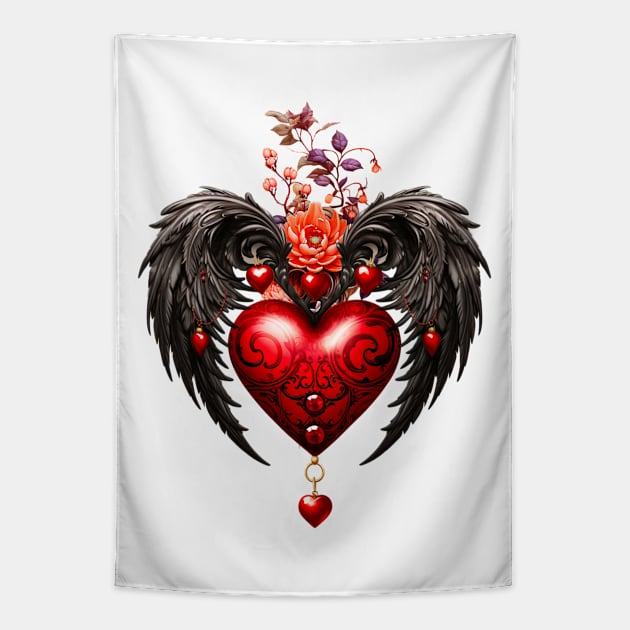 Wonderful heart with black wings Tapestry by Nicky2342