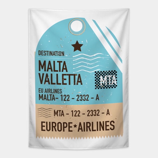 Malta Valletta Plane ticket Tapestry by nickemporium1