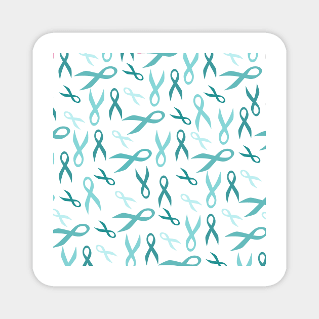 Teal Ribbon Awareness Gift PTSD OCD Uterine Cancer Ovarian Cancer Magnet by InnerMagic