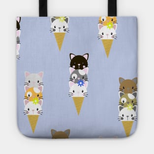 Cute Ice Cream Cats Kids Pattern Seamless Tote