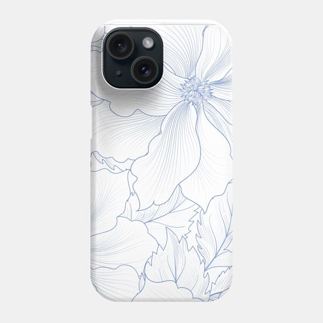 Blue flower lined illustration Phone Case by holger.brandt