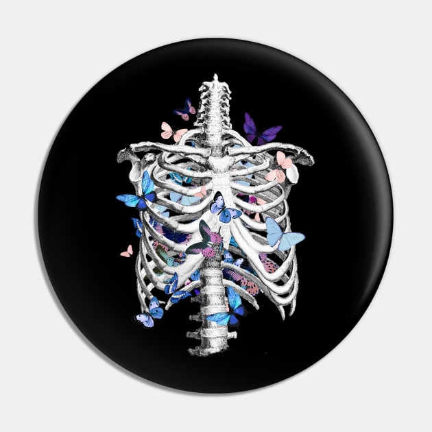 Rib Cage Floral 2 Pin by Collagedream