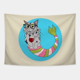 Spanky the Hipster Purrmaid Tapestry