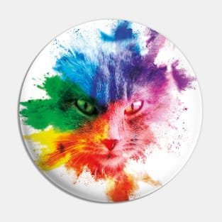 Colorful cat head Pin