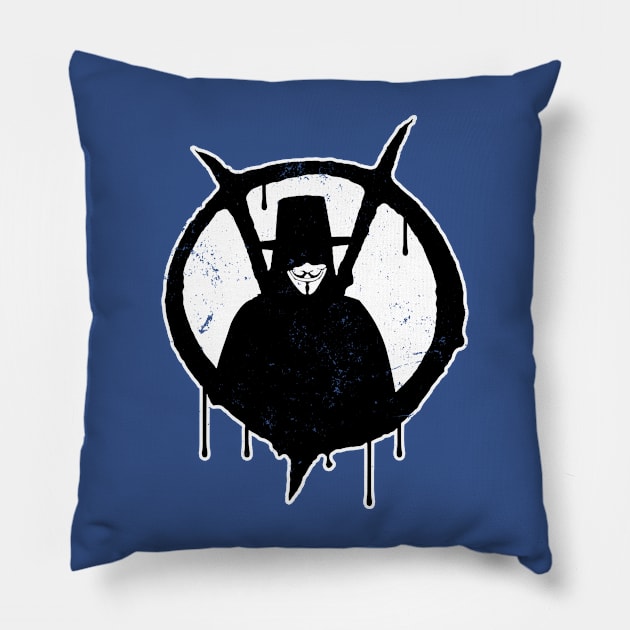 V For Vendetta Guy Fawkes Spraypaint Stencil Pillow by CultureClashClothing