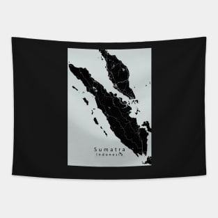 Sumatra Indonesia Island Map dark Tapestry