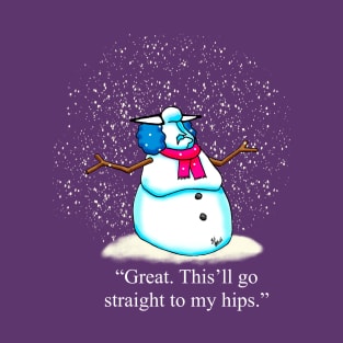 Funny Christmas Snow Woman Diet Cartoon Humor T-Shirt