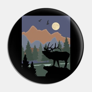 Mountain Scene Caribou Pin