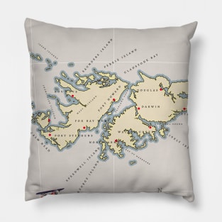 Illustrated map of the British Falkland Islands Pillow