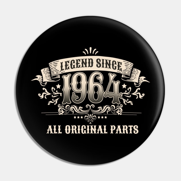 Retro Vintage Birthday Legend Since 1964 Pin by star trek fanart and more