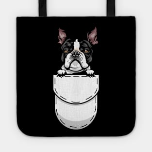 Funny Boston Terrier Pocket Dog Tote