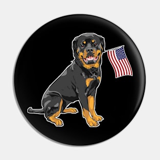 American Flag Rottweiler Dog Love Pin