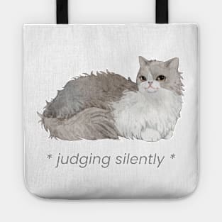 Judging silently cat front print Tote