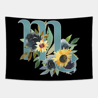 Scorpio Horoscope Zodiac Blue Sunflower Design Tapestry