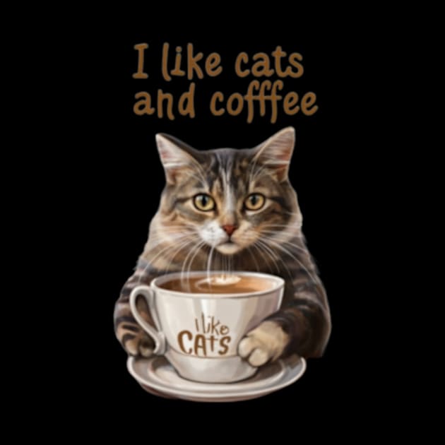 I like cats and coffee by TshirtMA