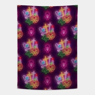 Neon Halloween design Tapestry