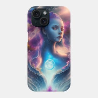 Mystical Nebula Planets Clouds Girl Phone Case