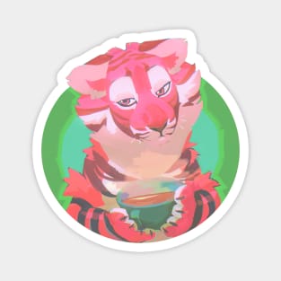 tea tiger (pink furry tiger) Magnet