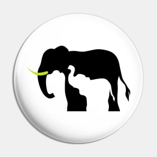 Black and White Elephants Pin