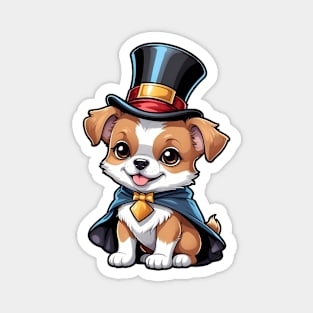 Cute Puppy Wearing Top Hat and Bowtie Magnet