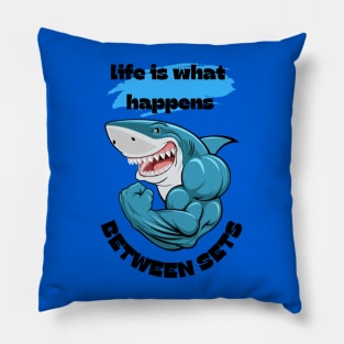 Bodybuilding Shark Sharing Wise Words Pillow