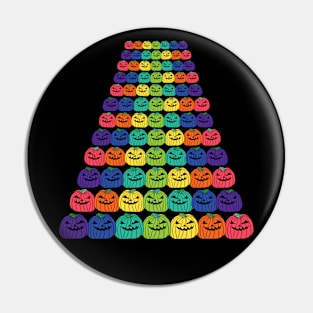 Ever Increasing Rows of Spooky Halloween Pumpkins in Rainbow Colors Pin