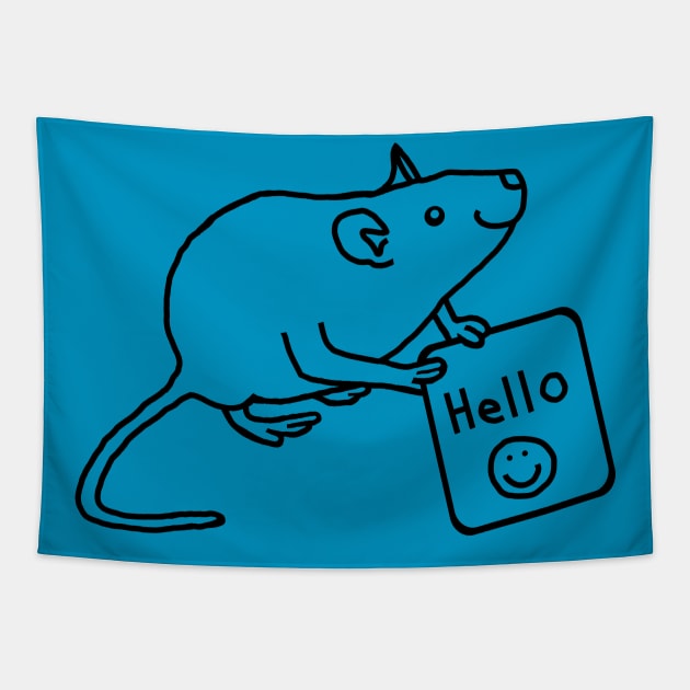 Rat says Hello Outline Tapestry by ellenhenryart