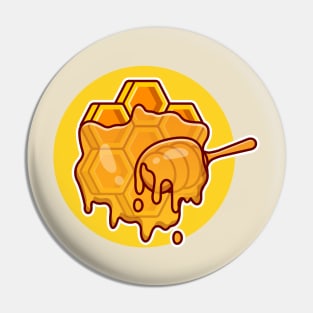 Honey With Honey Spoon Cartoon Pin