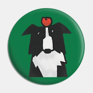 Border collie likes apple Pin