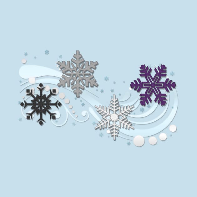 Asexual Pride Flag Colored Snowflakes and Winter Vector by LiveLoudGraphics